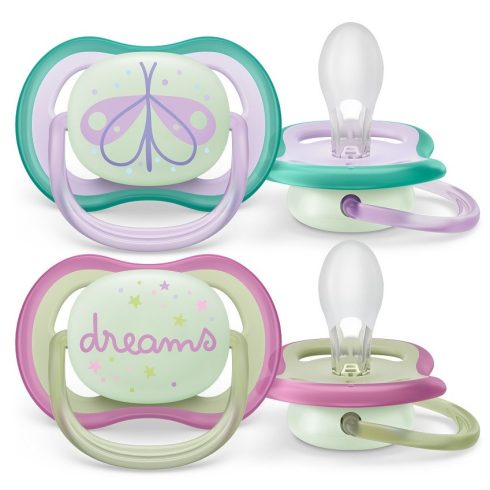 Philips AVENT SCF376/19  Ultra air Nighttime játszócumi 0-6 hó  - lányos mintás 
