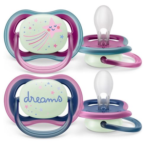 Philips AVENT SCF376/14  Ultra air Nighttime játszócumi 6-18 hó  - lányos mintás 