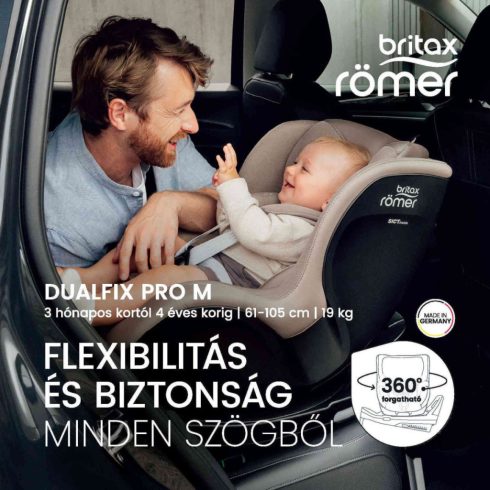 Britax Römer Dualfix Pro M Lux 360°-ban forgatható autósülés 61-105 cm - Linen Grey