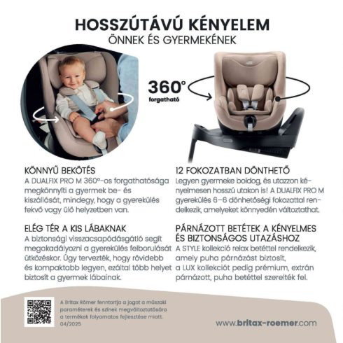 Britax Römer Dualfix Pro M Lux 360°-ban forgatható autósülés 61-105 cm - Linen Grey
