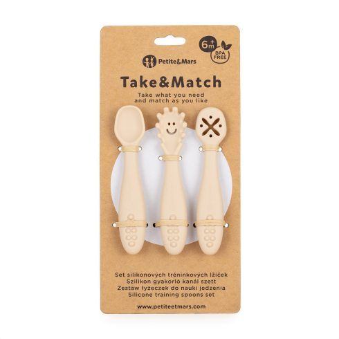 P&M Szilikon gyakorló kanál szett 3 db Take&Match  Desert Sand 6m+