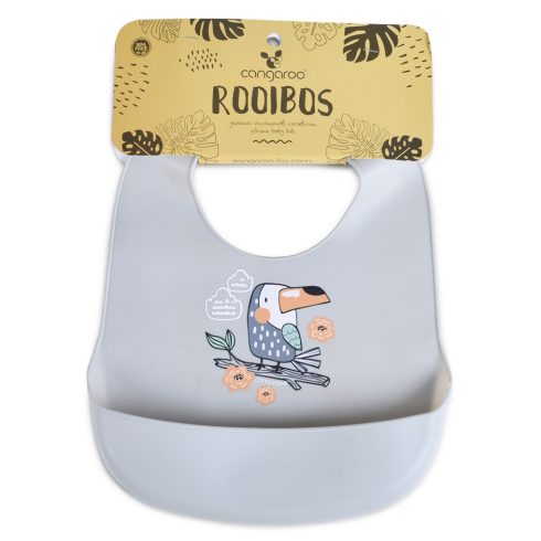 Cangaroo ROOIBOS szilikon előke zsebbel - szürke madár 