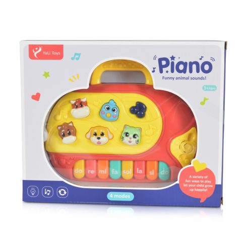 YaLi Toys Műanyagjáték zongora állatokkal - piros 