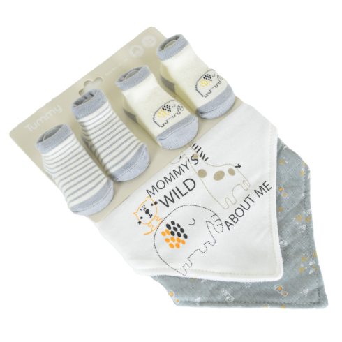 Cangaroo Tummy zokni+nyálkendő szett 2+2db - szürke 