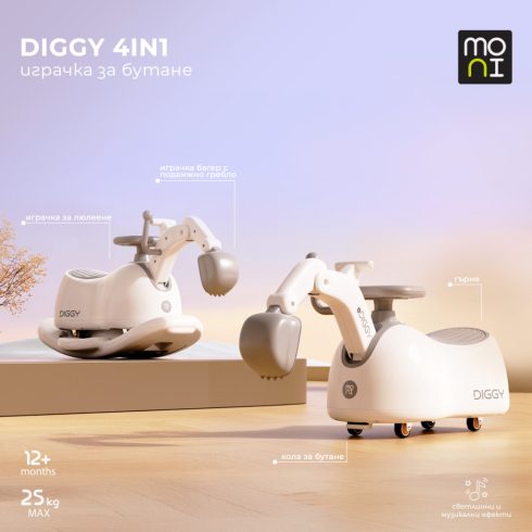 Moni Diggy ráülős kotrógép+hinta+bili 12hó+