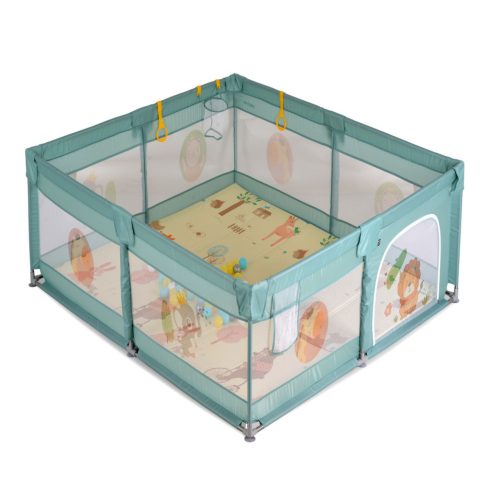 Moni Game Zone összecsukható járóka szőnyeggel, 60 labdával 120x120cm - Menta