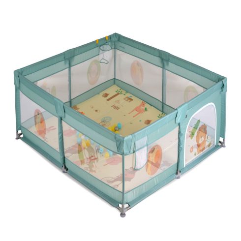 Moni Game Zone összecsukható járóka szőnyeggel, 60 labdával 120x120cm - Menta