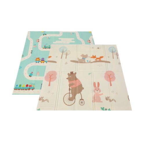 Moni Game Zone összecsukható járóka szőnyeggel, 60 labdával 120x120cm - Menta