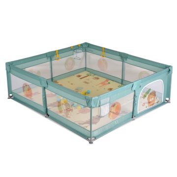   Moni Game Zone összecsukható járóka szőnyeggel, 60 labdával 150x200cm - Menta