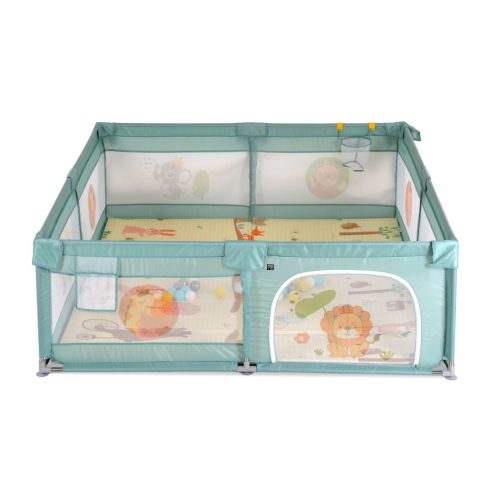 Moni Game Zone összecsukható járóka szőnyeggel, 60 labdával 150x200cm - Menta