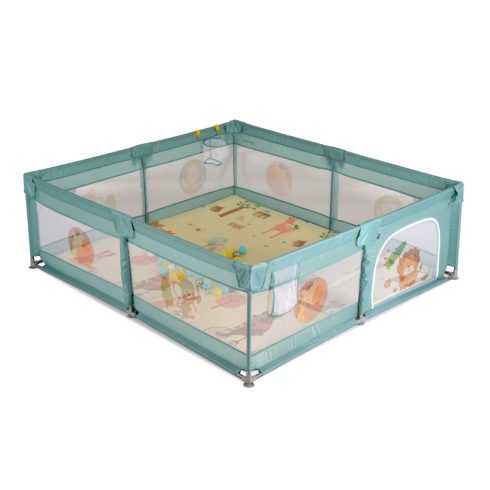Moni Game Zone összecsukható járóka szőnyeggel, 60 labdával 150x200cm - Menta
