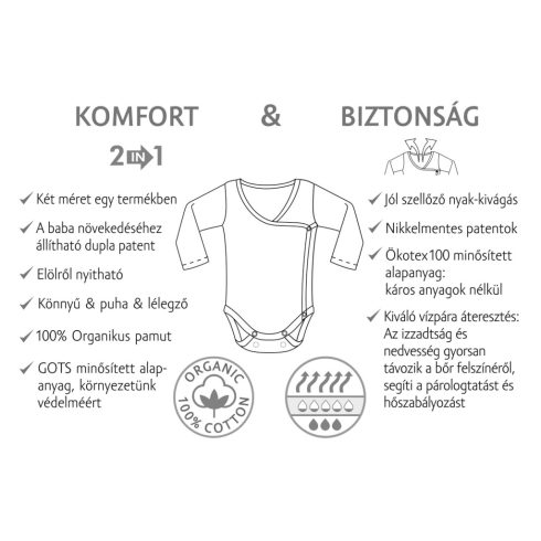Kenguru Gold Átlapolt csecsemő kombidressz (50-56) ekrü róka mintával