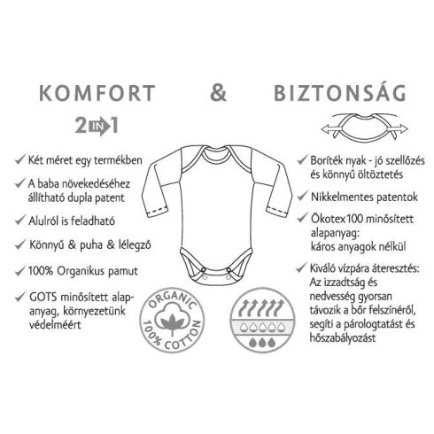 Kenguru Gold Borítéknyakú hosszújju pamut kombidressz (50-56) - ekrü mintás