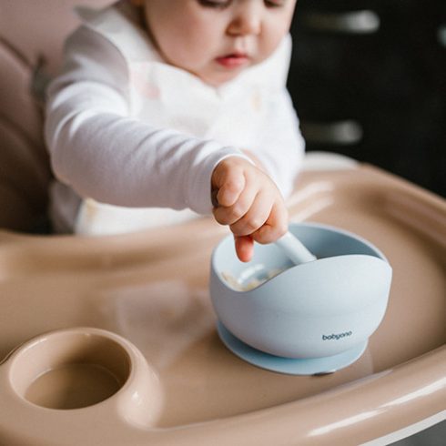 BabyOno szilikon tál tapadókoronggal  6m+ kék