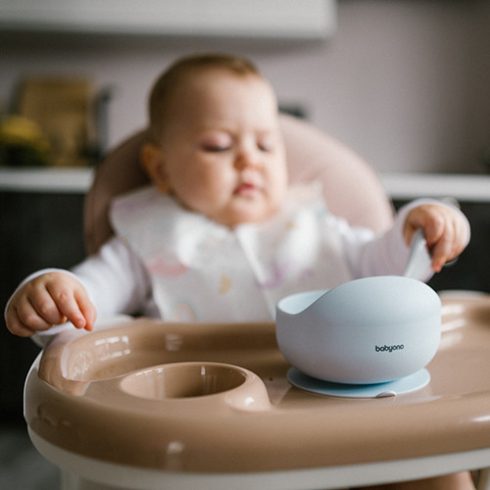 BabyOno szilikon tál tapadókoronggal  6m+ kék