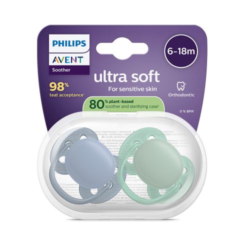 Philips AVENT SCF091/42 Játszócumi Ultrasoft Premium 6-18hó fiús 2 db