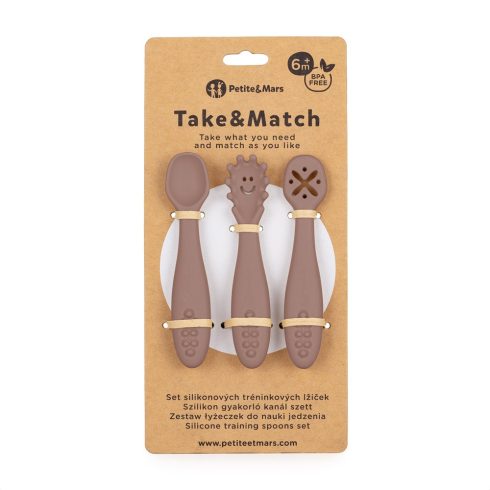 P&M Szilikon gyakorló kanál szett 3 db Take&Match Velvet Latte 6m+