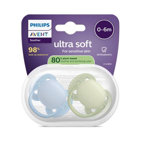 Philips AVENT SCF091/37 Játszócumi Ultrasoft Premium 0-6hó fiús 2 db