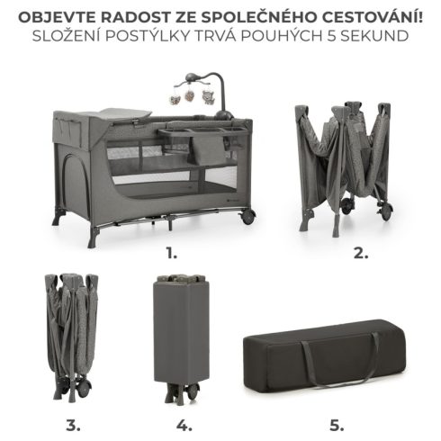 Kinderkraft JOY 2 multifunkciós utazóágy - Dark grey 
