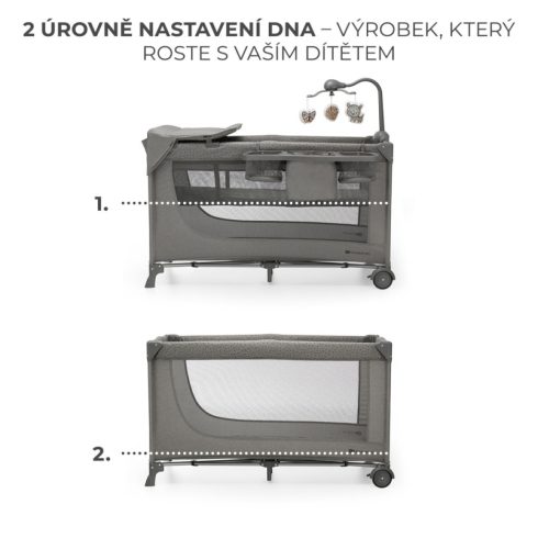 Kinderkraft JOY 2 multifunkciós utazóágy - Dark grey 