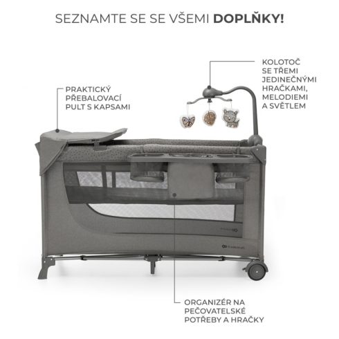 Kinderkraft JOY 2 multifunkciós utazóágy - Dark grey 
