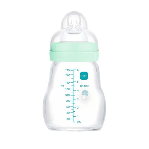 Mam  Feel Good 170ml Premium üvegből készült cumisüveg Lassú átfolyás 0+hó - pasztell kék