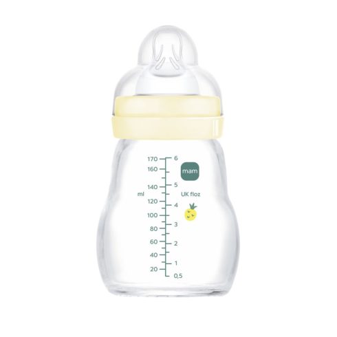 Mam  Feel Good 170ml Premium üvegből készült cumisüveg Lassú átfolyás 0+hó - bézs