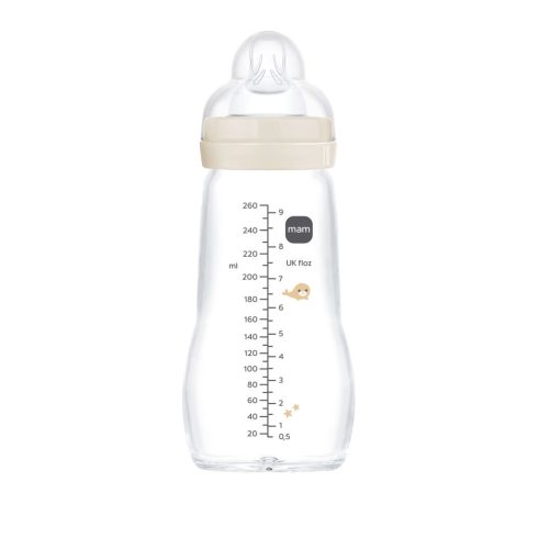 Mam  Feel Good 260ml  Premium üvegből készült cumisüveg Közepes átfolyás 2+ hó (bézs foka)