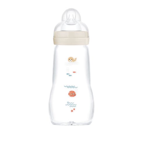 Mam  Feel Good 260ml  Premium üvegből készült cumisüveg Közepes átfolyás 2+ hó (bézs foka)
