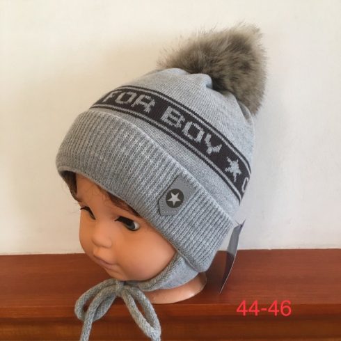 Minimanó téli kötött sapka (44-46) - szürke only for boy