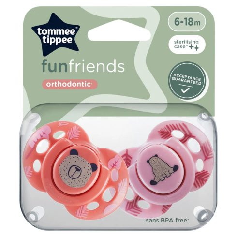 Tommee Tippee Fun Friends játszócumi 6-18 hó 2 db - lányos
