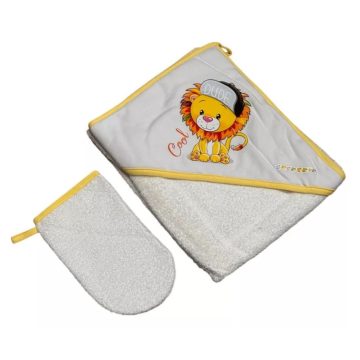   Babastar Frottir fürdőlepedő, fürdetőkesztyűvel 80*80 cm - Cool Oroszlán