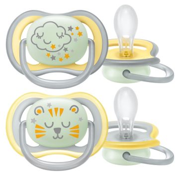   Avent Ultra air játszócumi éjszakai 18hó+ 2 db szürke/sárga