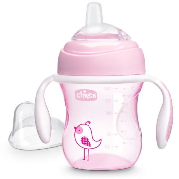   Chicco Transition Cup leszoktató itatópohár  4m+ 200ml - rózsaszín madár 