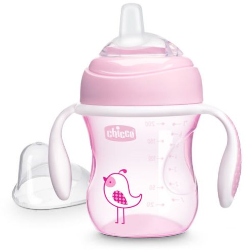 Chicco Transition Cup leszoktató itatópohár  4m+ 200ml - rózsaszín madár 