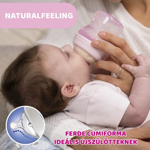 Chicco Natural Feeling Üveg 150 ml cumisüveg újszülöttkorra normál folyású 0+

