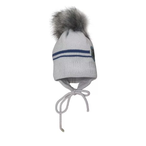 Minimanó téli kötött sapka (42-44) - szürke/kék Miniboy
