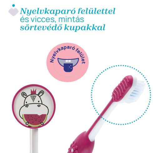 Chicco Fogkefe 3-6 év tejfogakhoz, tapadókorongos - Rózsaszín