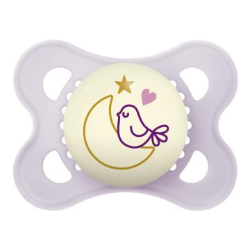   MAM Original Night szilikon nyugtató cumi  2-6 hó - lila kismadár 