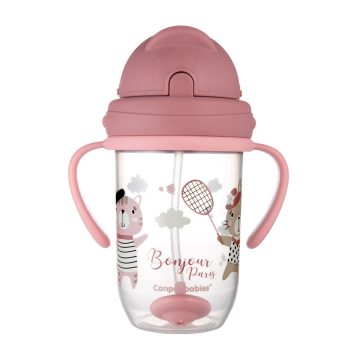   Canpol Cseppmentes szívószálas itatópohár nehezékkel 270 ml (6h+) - Cica