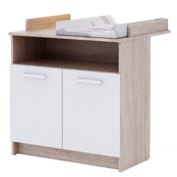   Baby Shop Basic 2 ajtós komód toldalékkal - sonoma tölgy/fehér