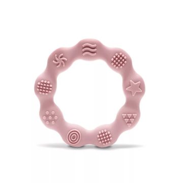 Lorelli Természetes szilikon rágóka karika - Deep Pink 