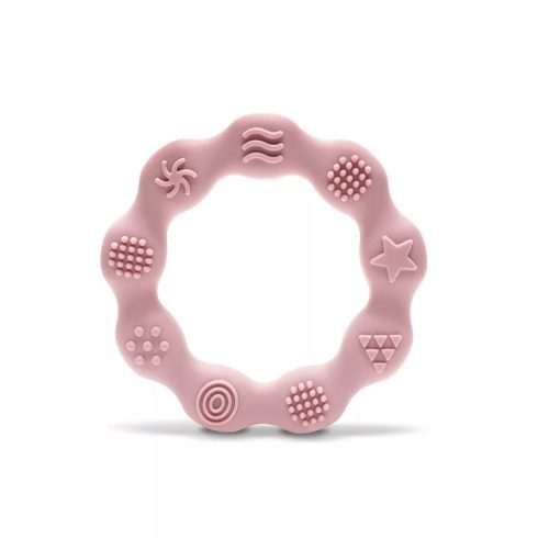 Lorelli Természetes szilikon rágóka karika - Deep Pink 