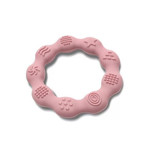 Lorelli Természetes szilikon rágóka karika - Deep Pink 