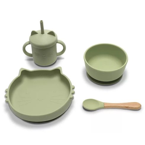 Lorelli Természetes szilikon 4 db-os étkészlet - Fresh Green
