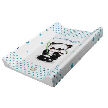   Babastar puha 2 ékes pelenkázó lap 50*70 cm - kék panda és mamája