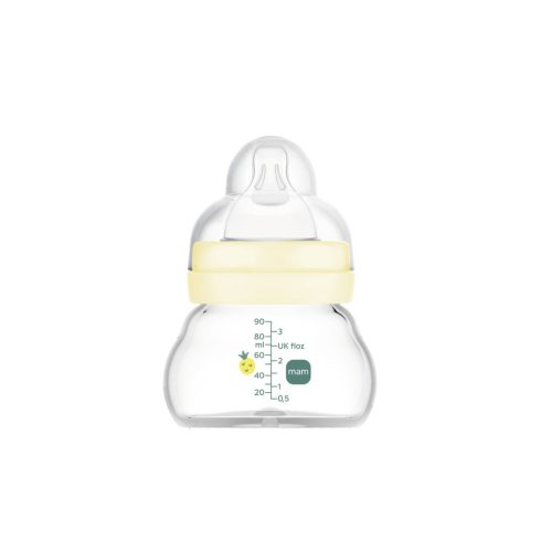 Mam  Feel Good 90ml  Premium üvegből készült cumisüveg Extra lassú átfolyás 0+ bézs 