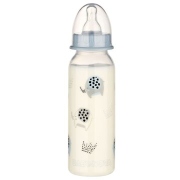 Baby-Nova cumisüveg 240 ml szilikon cumival M-es - elefánt