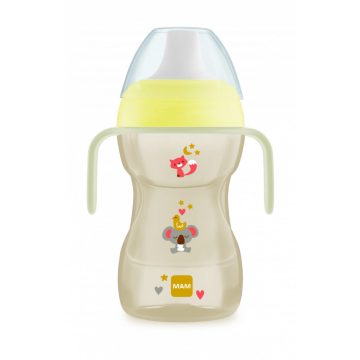   Mam Fun to Drink Cup Night tanulópohár 270ml 8+ - fehér/sárga
