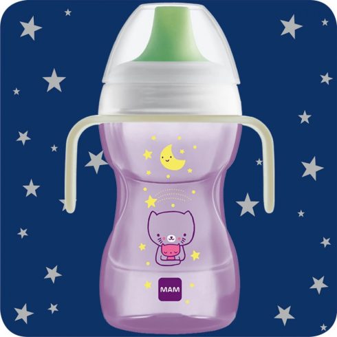 Mam Fun to Drink Cup Night tanulópohár 270ml 8+ , zöld madár
